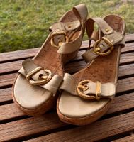 Stuart Weitzmann Sandalen gold mit Korksohle Gr. 38