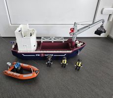 Playmobil Cargo Ship with Motorboat and Figures
