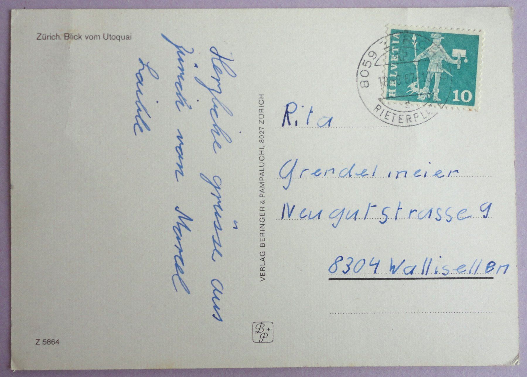 Cartoline postali: Zürich, Blick vom Utoquai – Difettoso da Fétigny venduto da Billy2miny 1