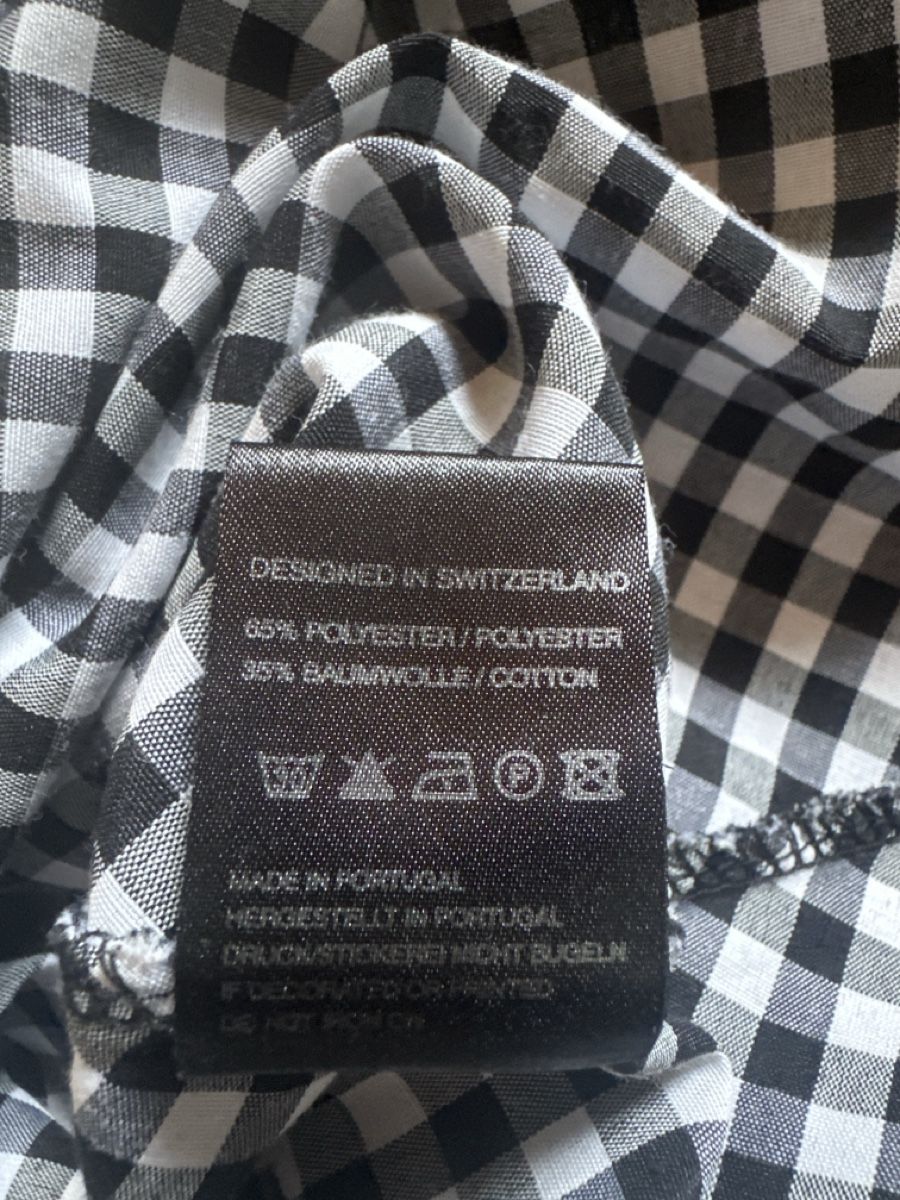 Alprausch Camicette: Ayransch Bluse, Gr. L, Schwarz Weiss Kariert mit Spitze – Usato da St. Moritz venduto da Dar-23 4
