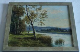  Ölgemälde Edwin Jakob Bachmann (1873-1957) Flusslandschaft