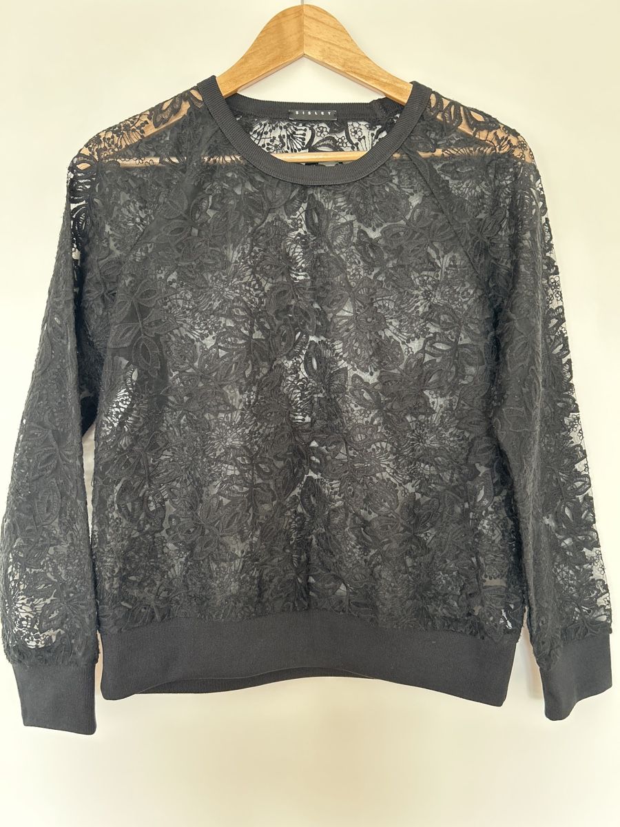 Sisley Top: Schwarzes Sisley Spitzen-Top, Gr. S/M – Usato da Schwarzenbach SG venduto da spa_28pd