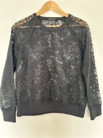 Schwarzes Sisley Spitzen-Top, Gr. S/M