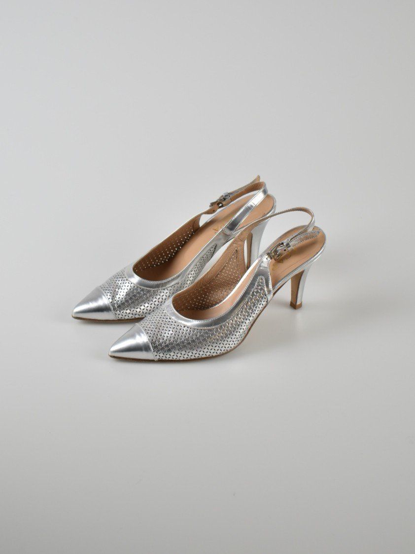 Scapa Scarpe da donna: Scapa Leder Slingback Pumps, silber, Gr.39 – Usato da Nürensdorf venduto da 2ND_STORY