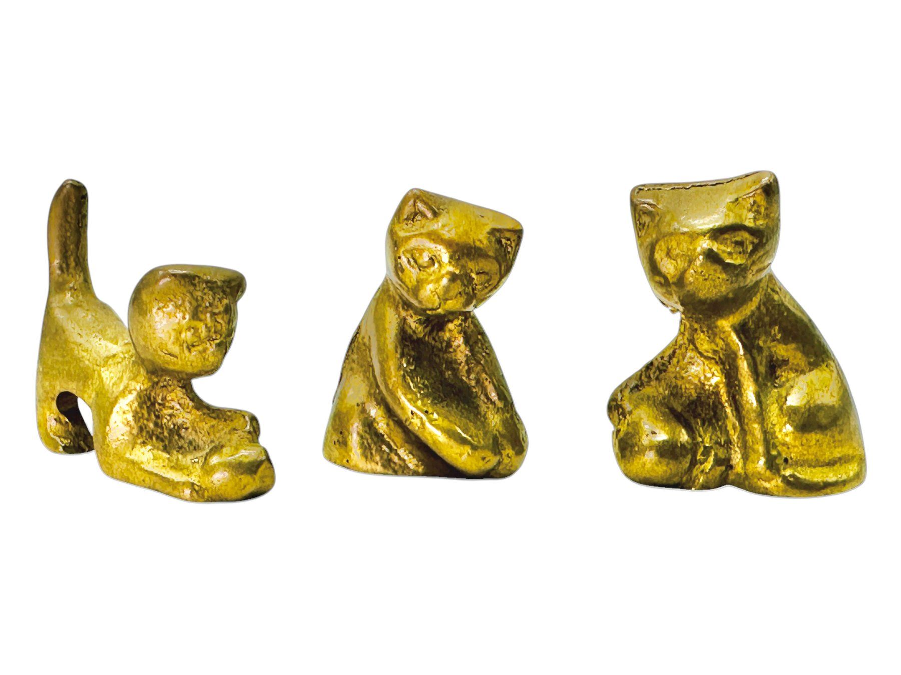 Skulpturen & Statuen: Ensemble de 3 figurines chats en bronze massif doré – Gebraucht aus Morges von vintiques 8