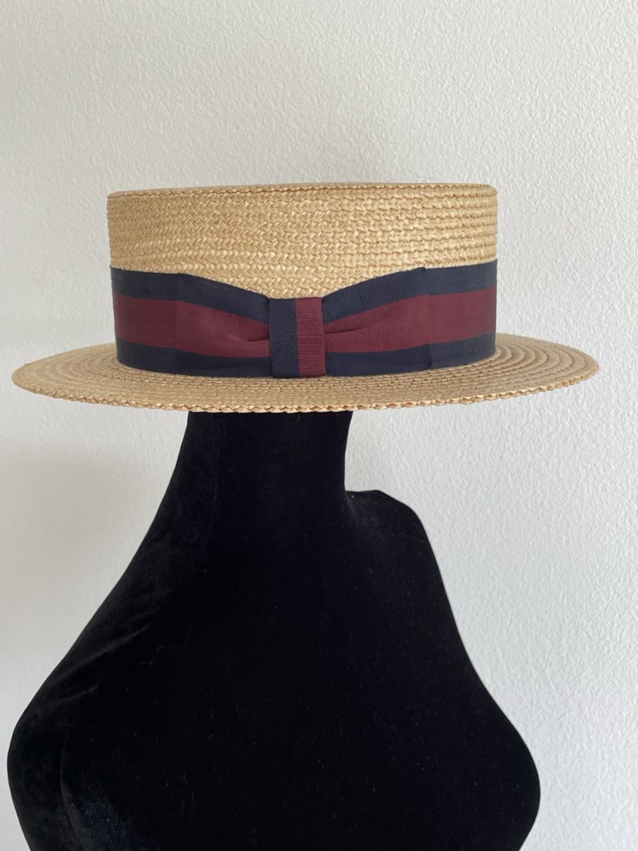 Copricapi, berretti & cappellini: Vintage Straw Boater Hat Summer Men – Usato da Richterswil venduto da Prangins9 3