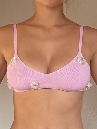 Cute pink top with fake flowers