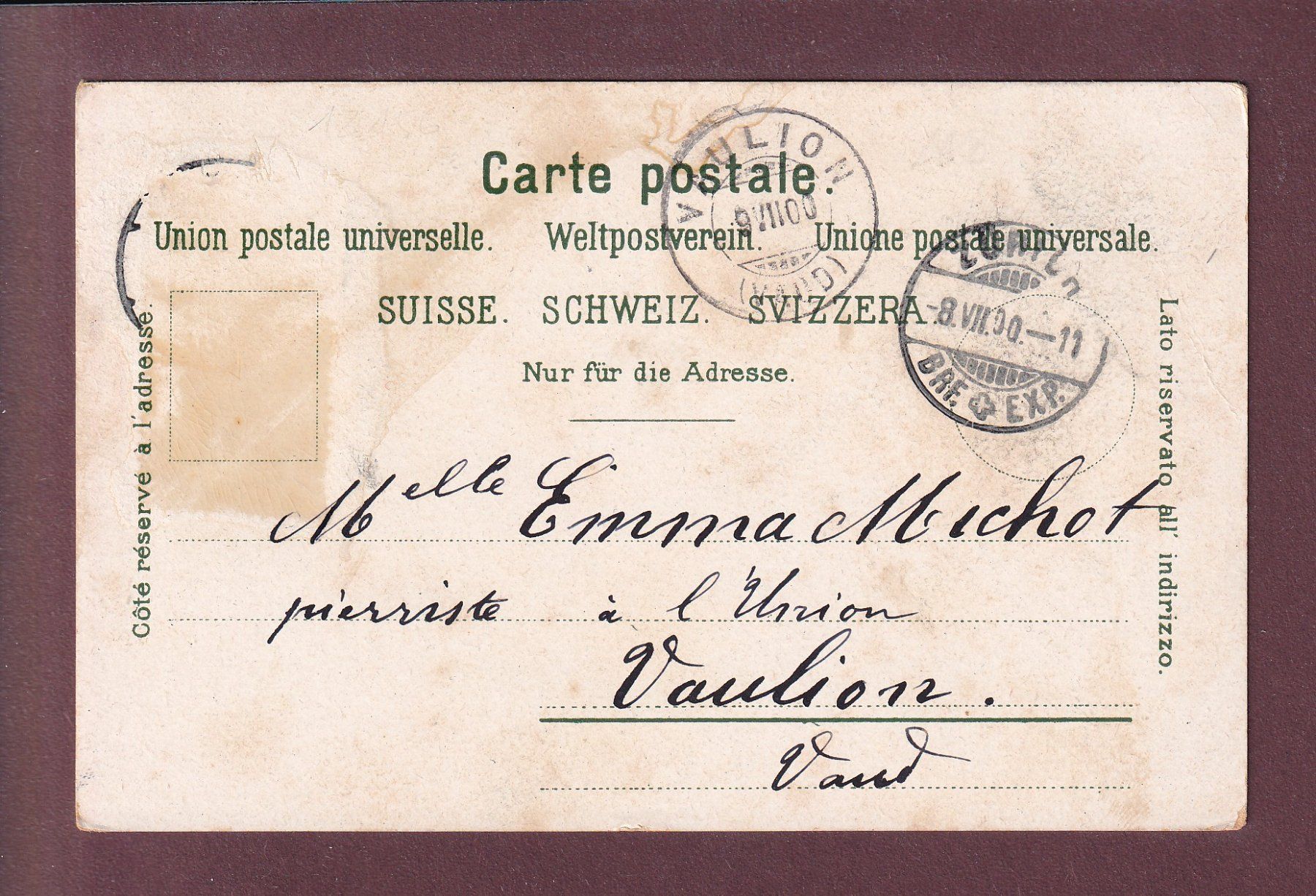 Ansichtskarten: ZÜRICH - Dolderhotel - 1900 – Gebraucht aus Pully von nicecards 1