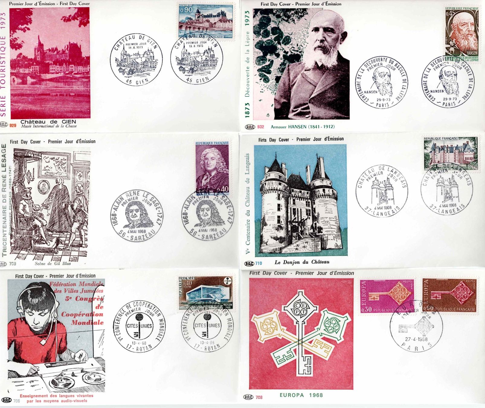 Tutti i francobolli: 6 Stück FDC Frankreich – Usato da Koblenz venduto da Markenhimmel