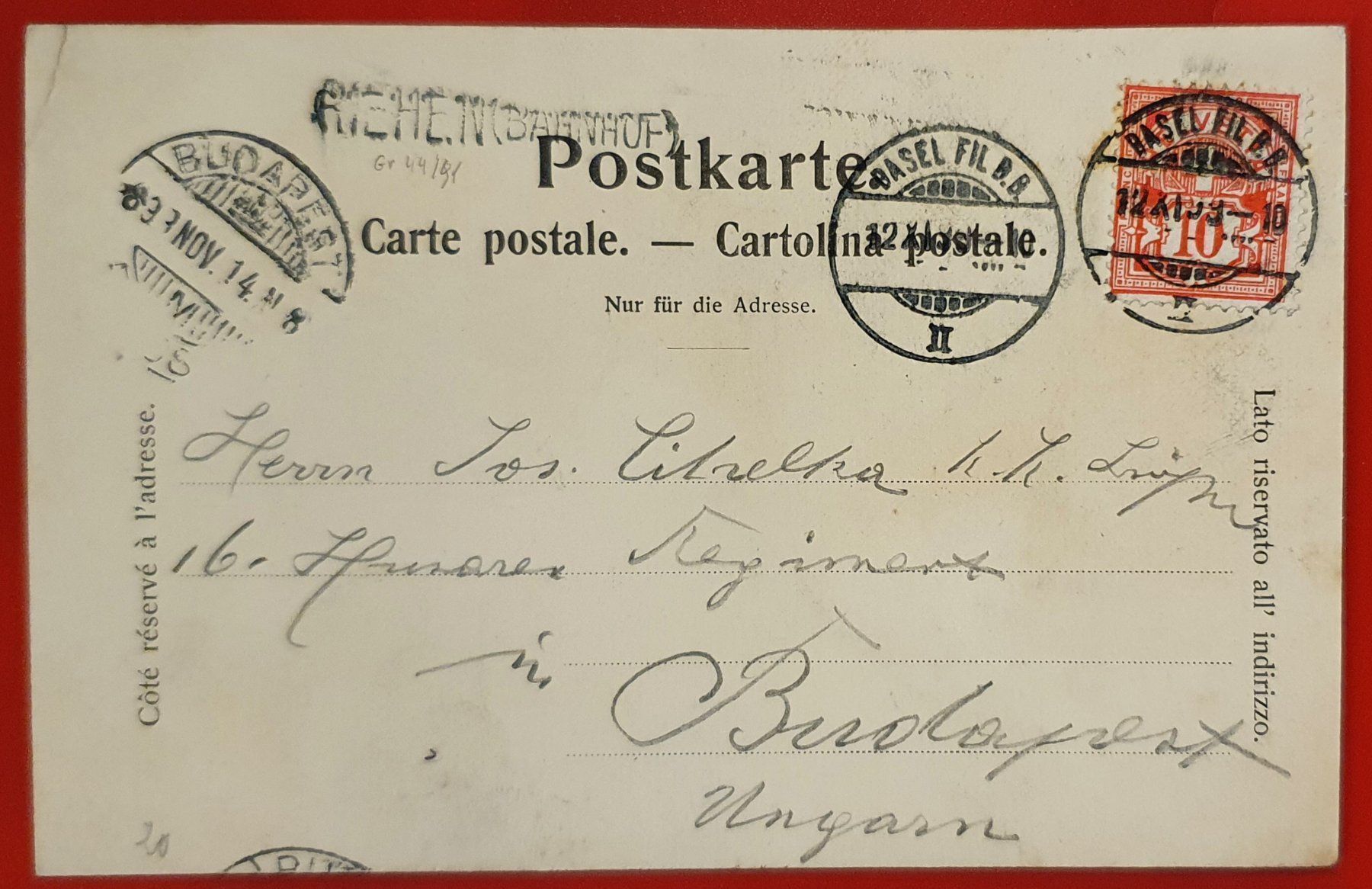 Cartoline postali: Gruss aus Riehen 1899 - Baslerstrasse, mit Bahnpoststempel – Usato da Kreuzlingen venduto da Rschweiz1 1