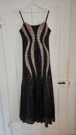 Elegantes Abendkleid Pailletten Gr. 44 schwarz/gold ✨ neuwer