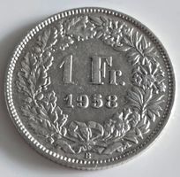 1 Fr. 1958 Schweizer Muenz Sammlerstueck guter Zustand