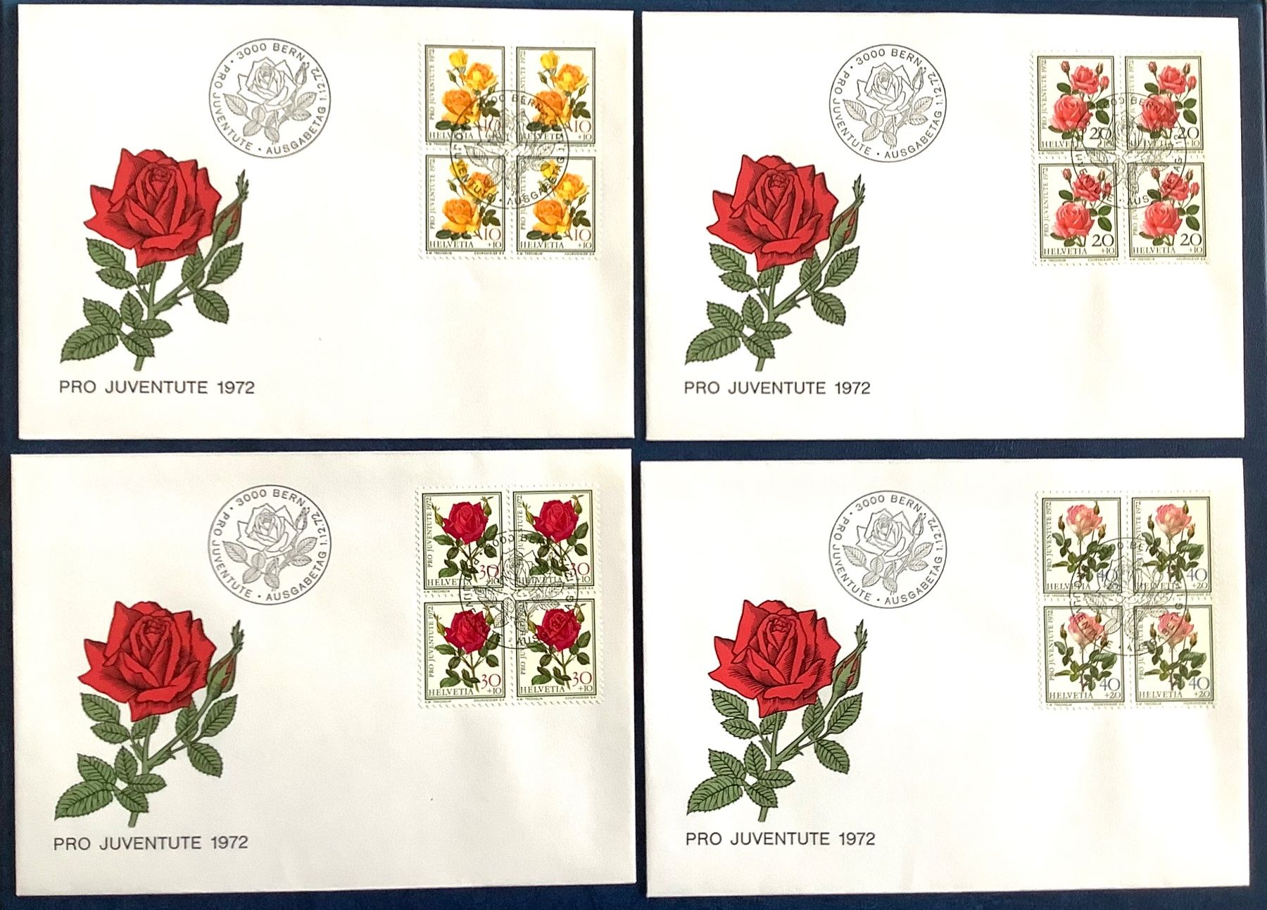 Tutti i francobolli: 1972 -  Pro  Juventute FDC im Viererblöcke – Nuovo (secondo la descrizione) da Liestal venduto da Skunk02