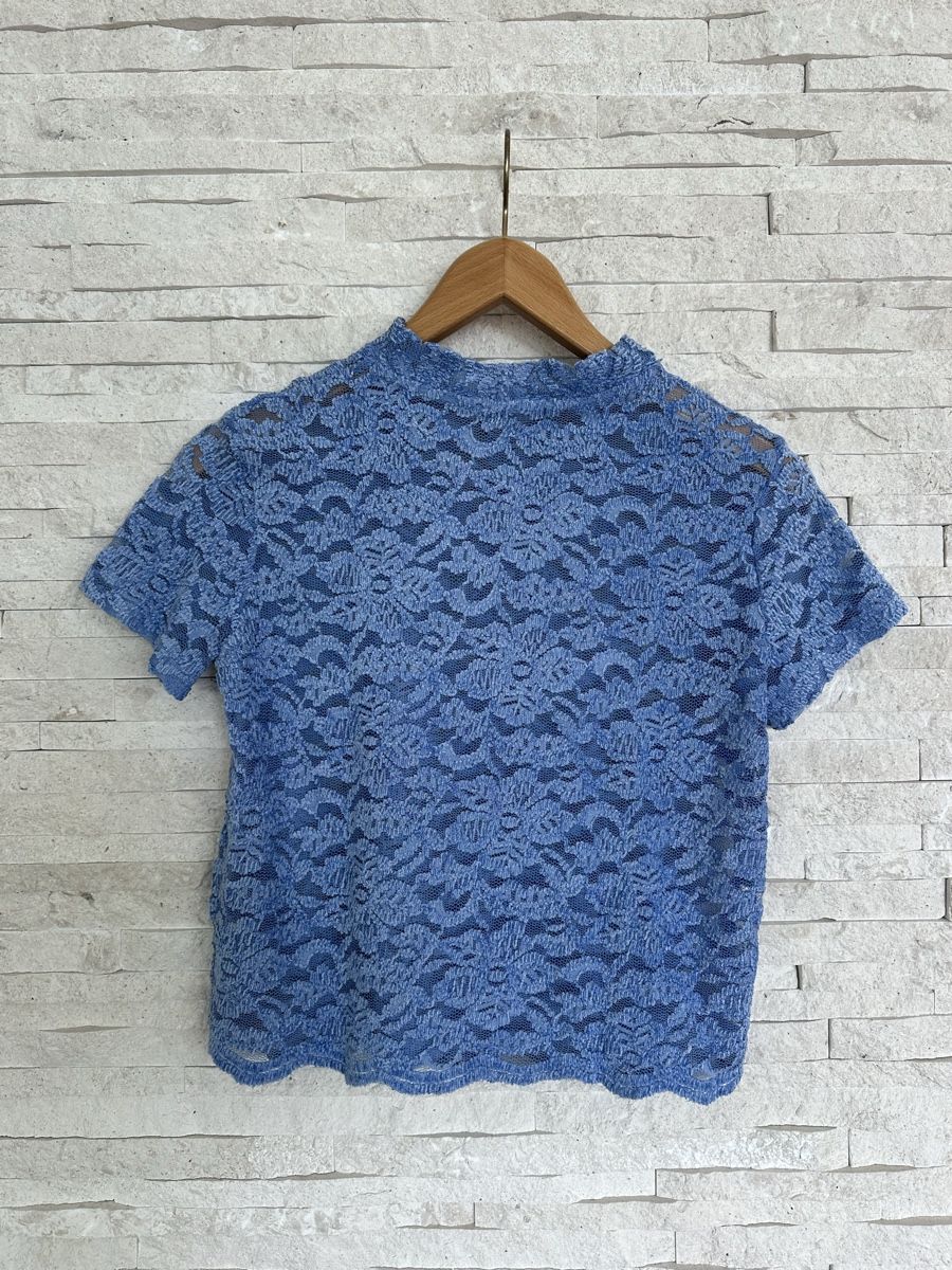 Bershka T-Shirts: Blaues Spitzenshirt Gr. S Bershka – Gebraucht aus Meilen von ninifee20 2