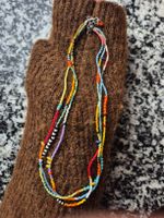 Bunte Halskette mit Rocaillesperlen, Ethno, Hippie, Retro