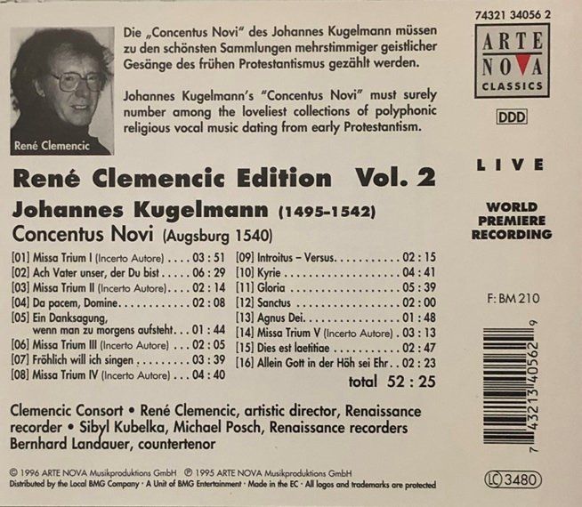 CD: Johannes Kugelmann - Concentus Novi – Usato da Grüningen venduto da azulblanco 1