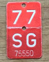 SG 77 - VELONUMMER - FAHRRADSCHILD - PLAQUE DE VELO - SG 77