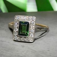 Antiker Art Deco Turmalin Diamant Ring 585 14ct Gold Bicolor