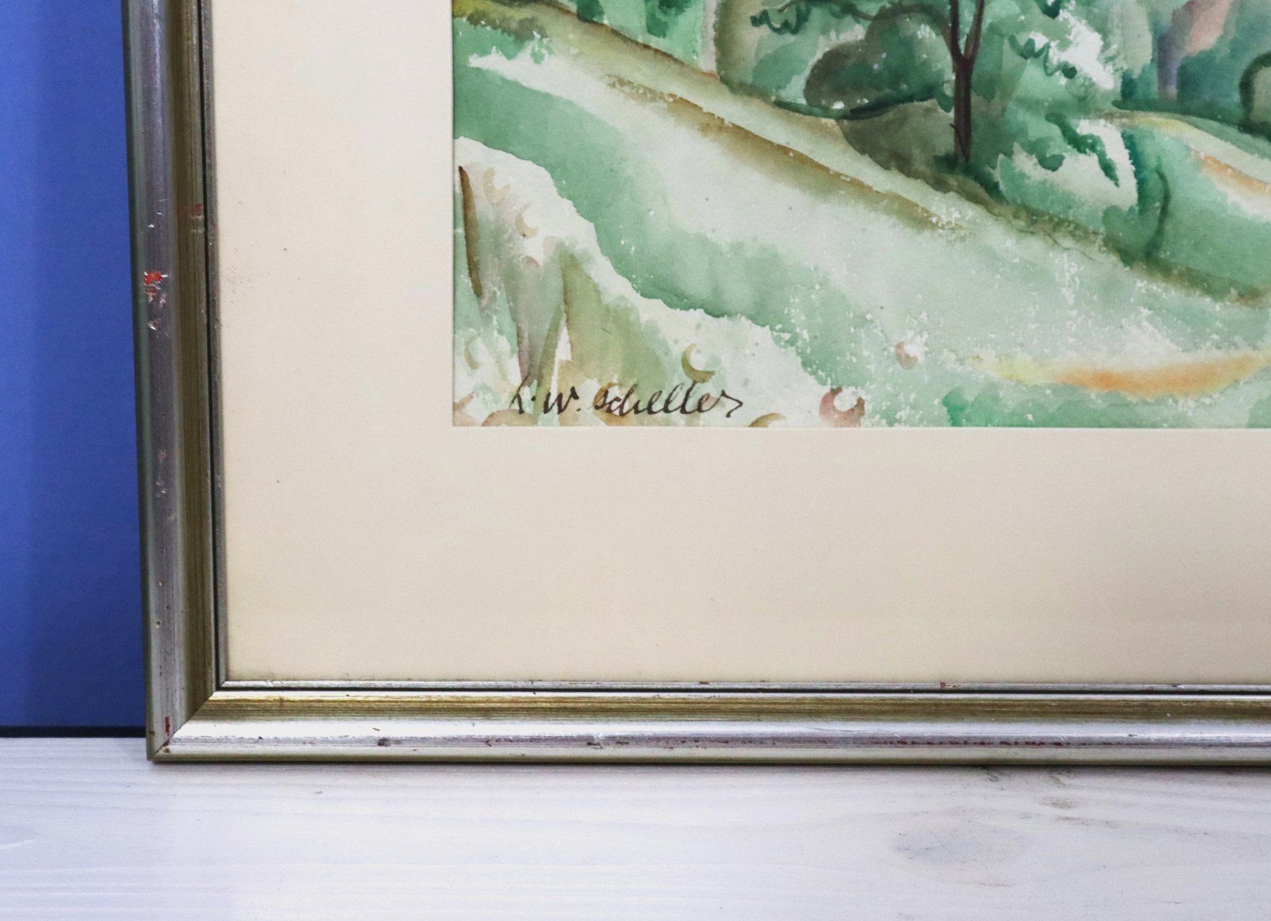 Dipinti: Hans Walter Scheller 1896-1964, Aquarell "Seelandschaft"- – Usato da Zug venduto da Kunst-Fundgrube 5