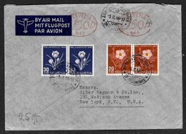 1946/J115+116 (2x)+ Porto 4.00 a.Luftpost-Bf n.N.Y. (15575)