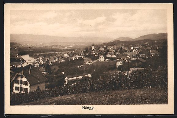 Cartoline postali: AK Höngg, Teilansicht mit Bergen – Usato da Berlin venduto da bartko-reher