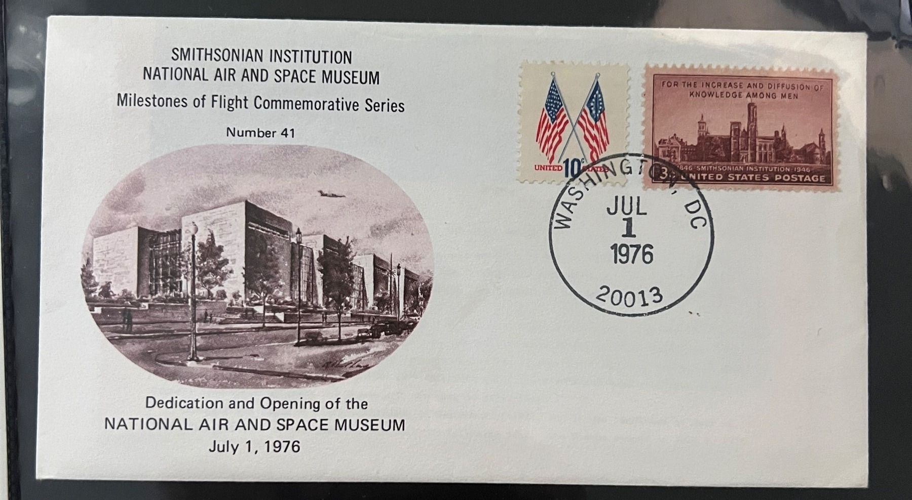 Alle Briefmarken: USA Air Space Museum Ersttag 1976 – Gebraucht aus Rotkreuz von Parcore