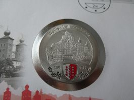 Schweiz 2016, Wallis versilberte Medaille in Münzbrief