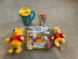 Winnie Puuh Set: Buch, Plüschtier, Besteck & Krug, Top!