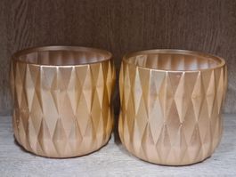 2 goldige Blumentöpfe, 13 x 13 cm