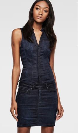 G-Star RAW Jeanskleid L blau Kleid sportlich Ridge Dumont