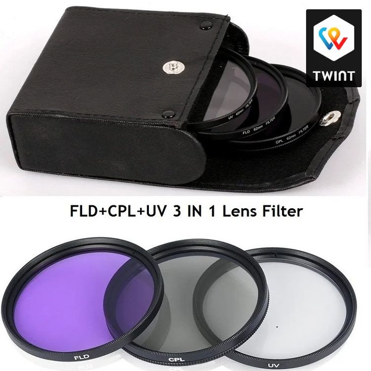 Lot De 3 Filtres Objectif 52mm UV + CPL + FLD Multi-Couches Pour Appareils Photo Numériques