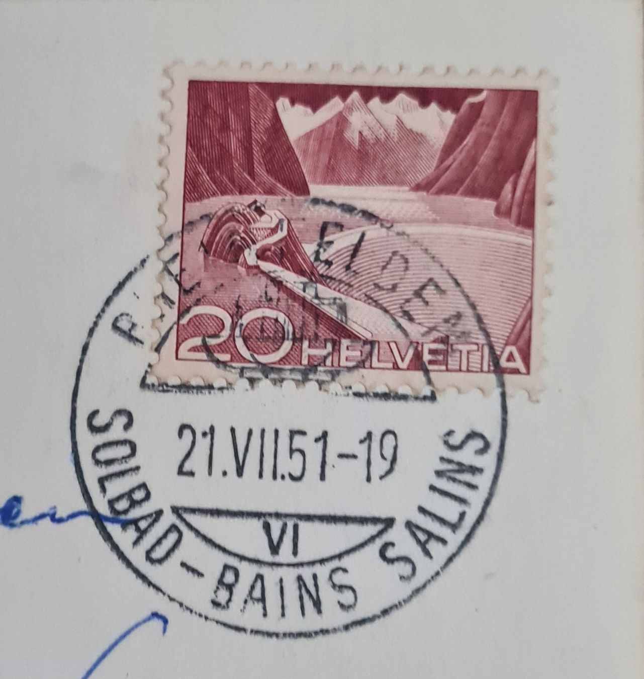 Cartoline postali: Hotel Solbad Schiff Rheinfelden 1951 – Usato da Ebikon venduto da Donar50 1