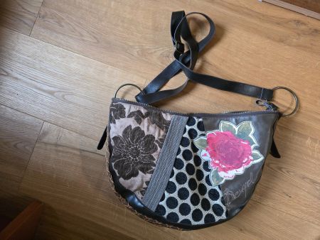 Desigual Leder Stoff Handtasche Umhänge Tasche Beutel