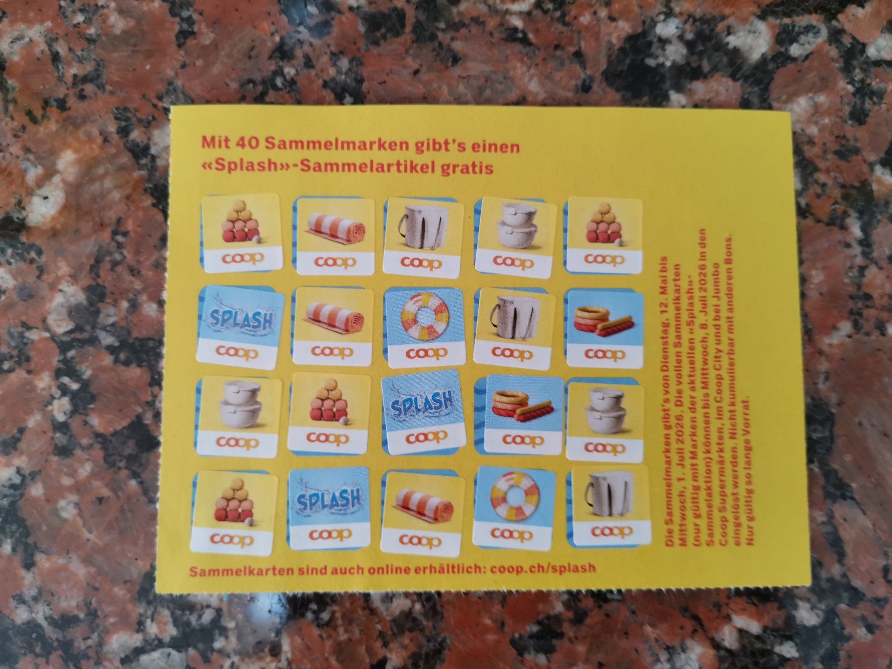 Coop Timbres & points: 1 volle Karte "Splash" – Neuf (Voir description) à Dornach par Hei50