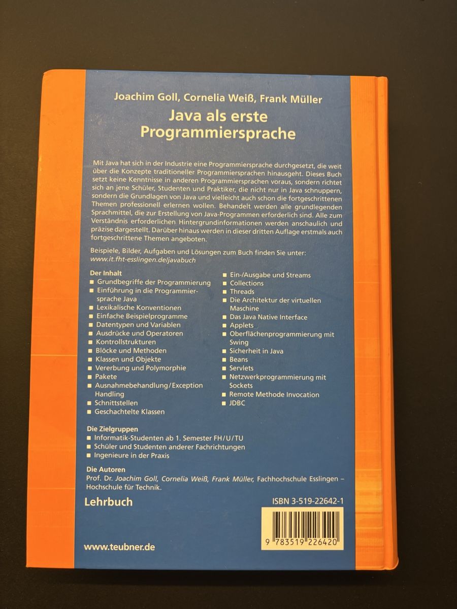 Libri: Java als erste Programmiersprache – Usato da Zürich venduto da chibaer 1
