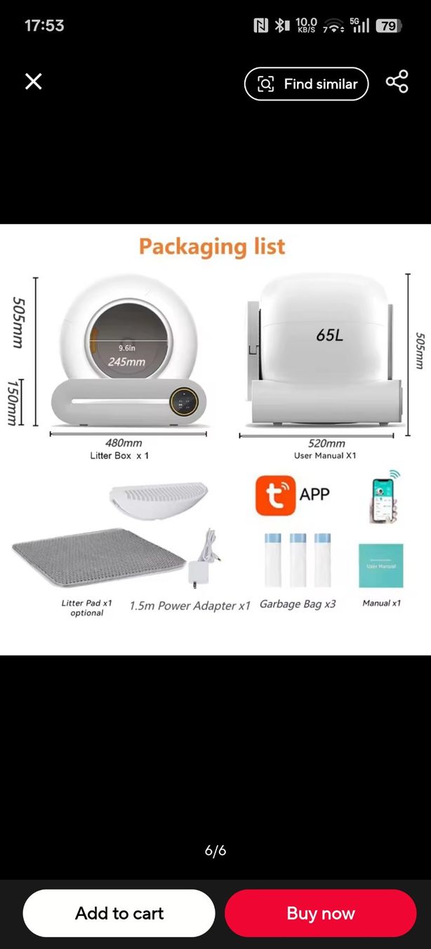 Forni: Automatic Cat Litter Box 65L 480x520x505mm – Usato da Münchenstein venduto da s3bas7ian 1