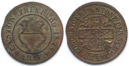 FREIBURG Kanton Halbbatzen 1828 Billon