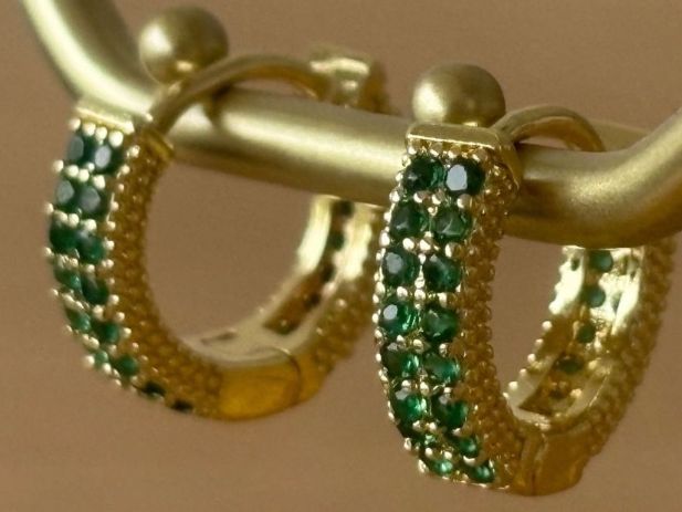 Ohrringe & -stecker: Luxus Elegante Mini Ohrstecker Farbe :Gold / Grün – Neu (gemäss Beschreibung) aus Biel-Bienne von Roserosse13 4