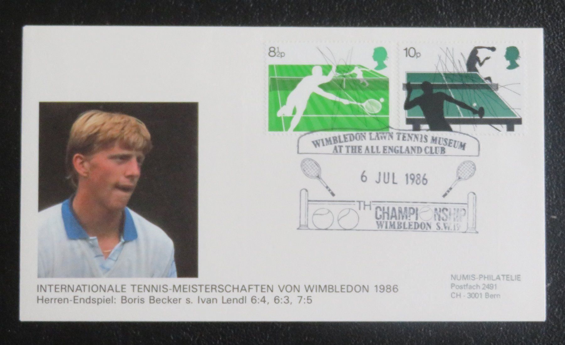 Tutti i francobolli: Ersttagsbrief Boris Becker, Wimbledon 86 – Nuovo (secondo la descrizione) da Lachen SZ venduto da peace0
