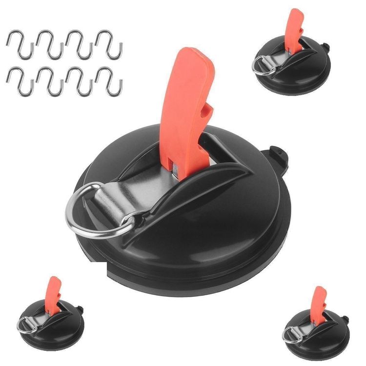 4 Saugnäpfe Mit 8 Haken - 40 Kg Tragkraft Für Camping & Wohnmobil