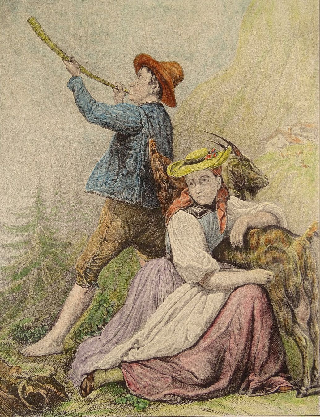 Incisioni: MEIRINGEN ZIEGENHIRTE, LITHOGRAPHIE – Usato da Grüningen venduto da Kartensammler 2