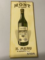 Superbe antique carton publicitaire vins Mont H. Menu Nyon