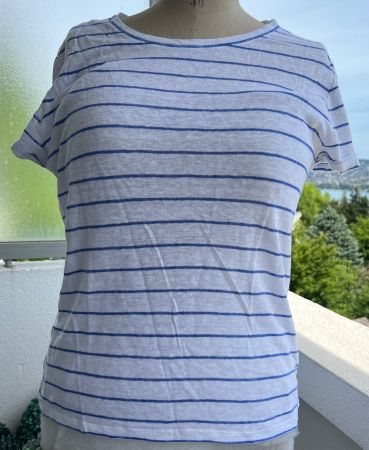 Massimo Dutti Leinen T-Shirt, gestreift, Grösse XL