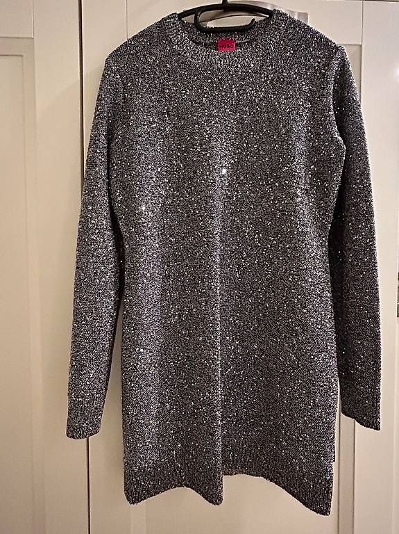 Vestiti: Hugo Boss Damen Pullover/Kleid, Grau mit Glitzer – Usato da Oftringen venduto da Solima