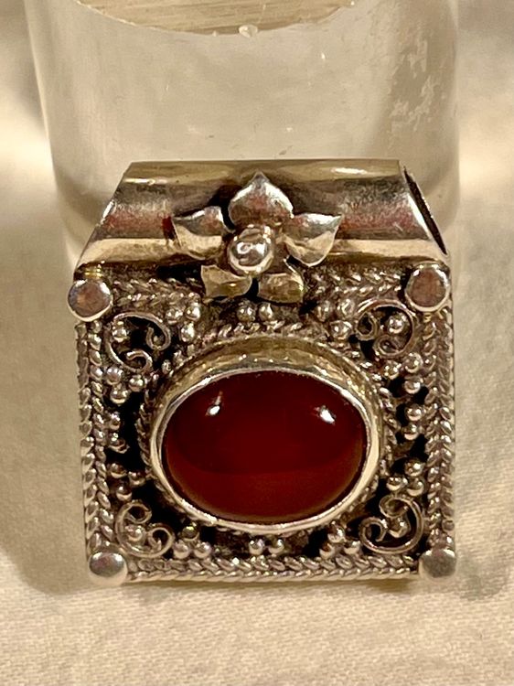 Pendentif En Argent Massif 925 Avec Cornaline - Grand Modèle 30x22 Mm, Travail Artisanal, Occasion