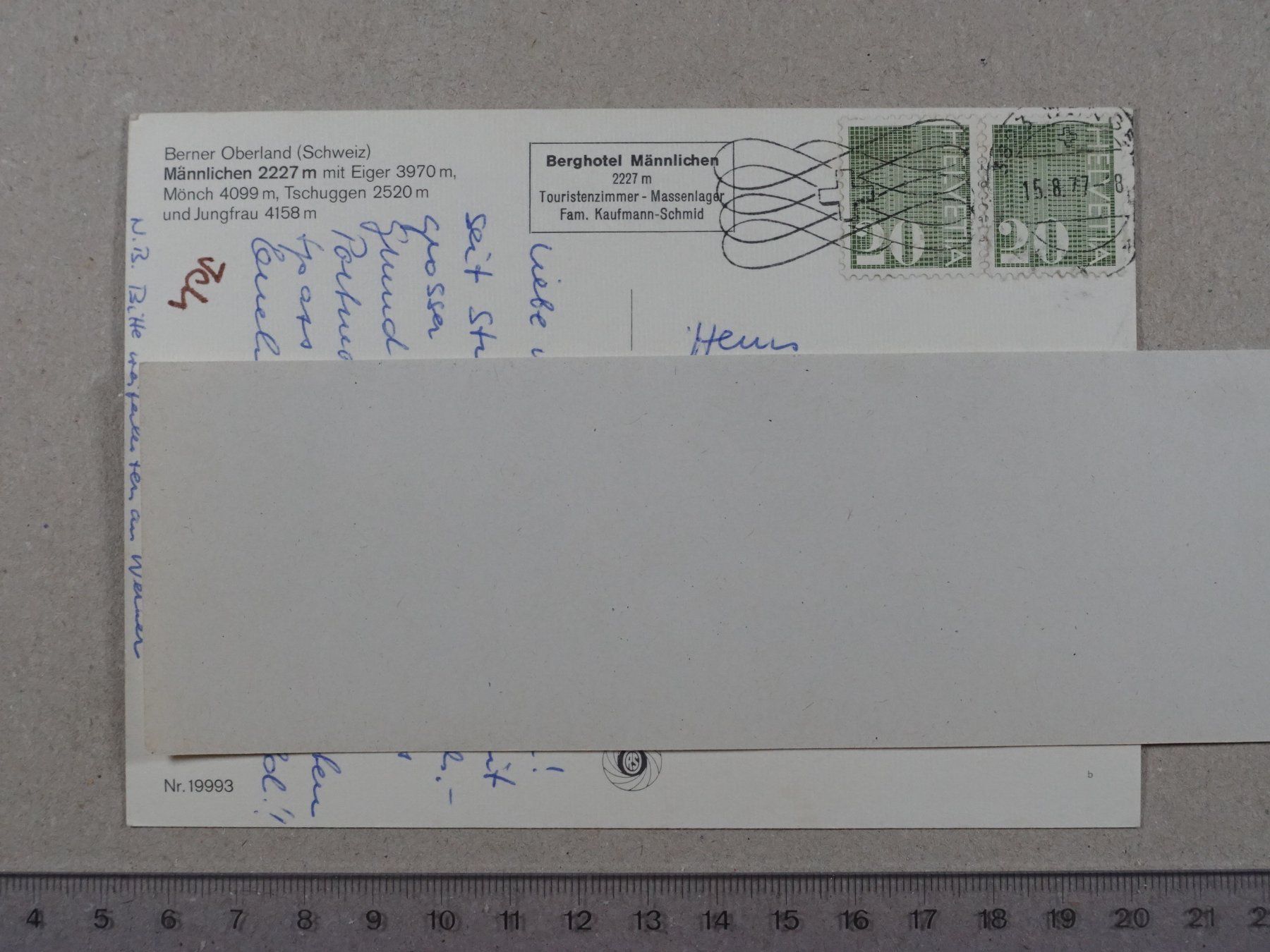 Cartoline postali: Männlichen, 1977, Luftseilbahn – Usato da Lenzburg venduto da fh1 1