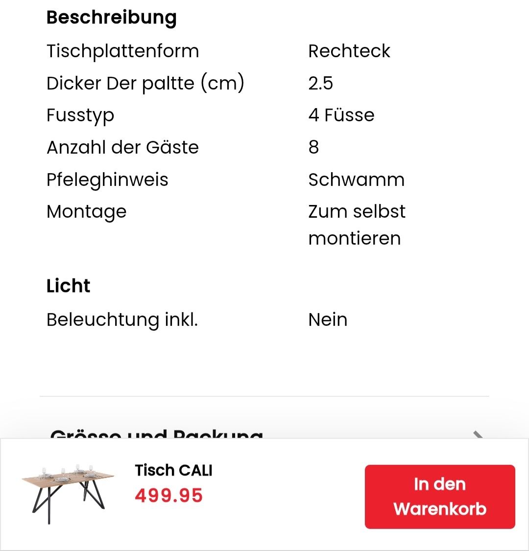 Tavoli: Esstisch CALI Conforama, NEU, 180x90x76cm – Nuovo e nell'imballaggio originale da Winterthur venduto da eaw_ 8