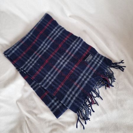 Original Burberry Schal Lammwolle kariert blau