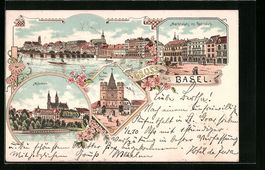 Litho Basel, Münster, Marktplatz m. Rat