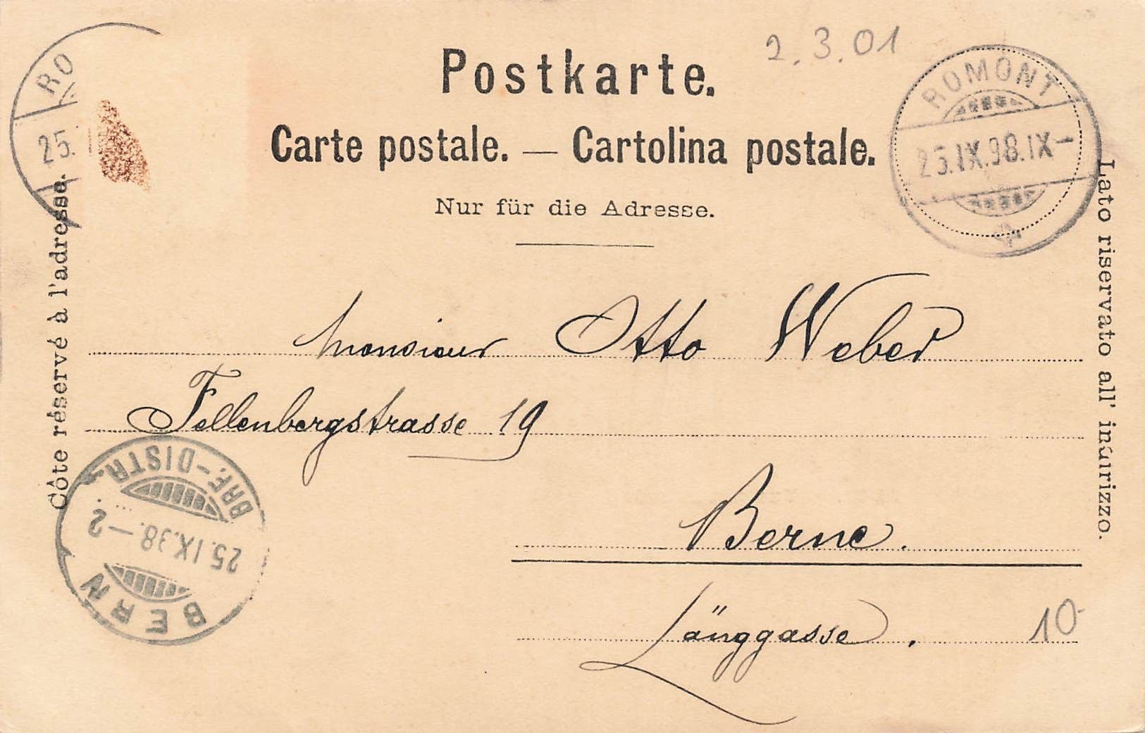 Cartoline postali: Vue generale de Romont 1898 – Usato da Biasca venduto da Blenio71 1